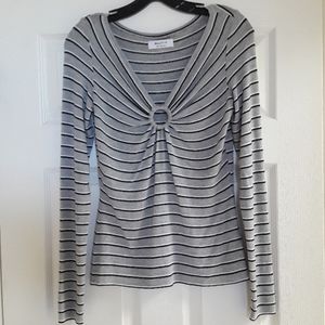 Bailey 44 Black & Grey Key Hole Sweater Size S